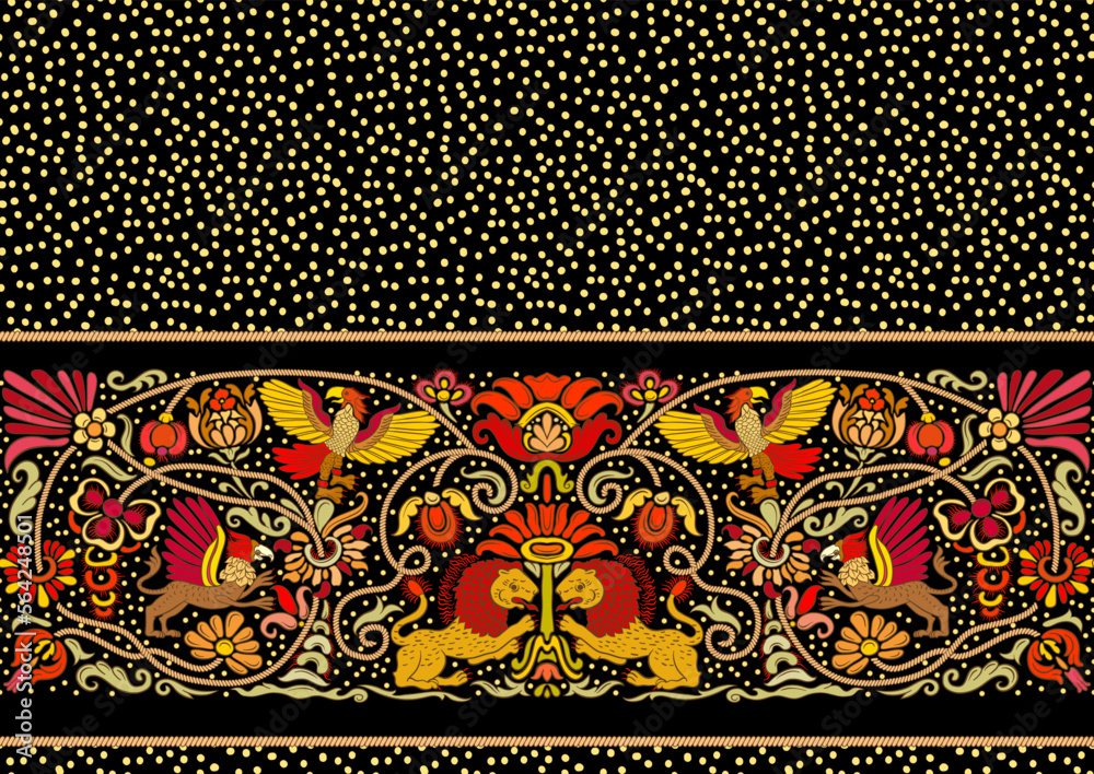 Classical luxury old fashioned royal decoration, historical ornament with lions, griffons and eagle Seamless pattern, background. Vector illustration.