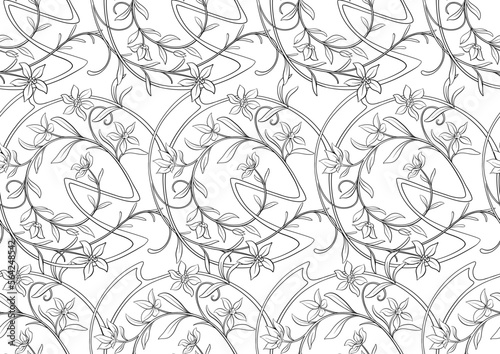 Wallpaper Mural Decorative flowers and leaves in art nouveau style, vintage, old, retro style. Seamless pattern, background. Vector illustration. In art nouveau style, vintage, old, retro style. Torontodigital.ca