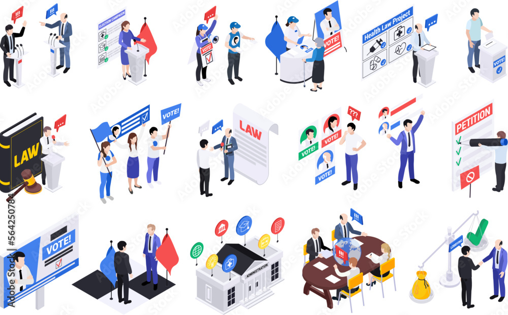 Isometric Politicians Lawmakers Set Isometric Politicians Lawmakers Set