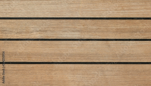Wood texture. Floor surface background. Teak wood of cruise ship deck. Top view.