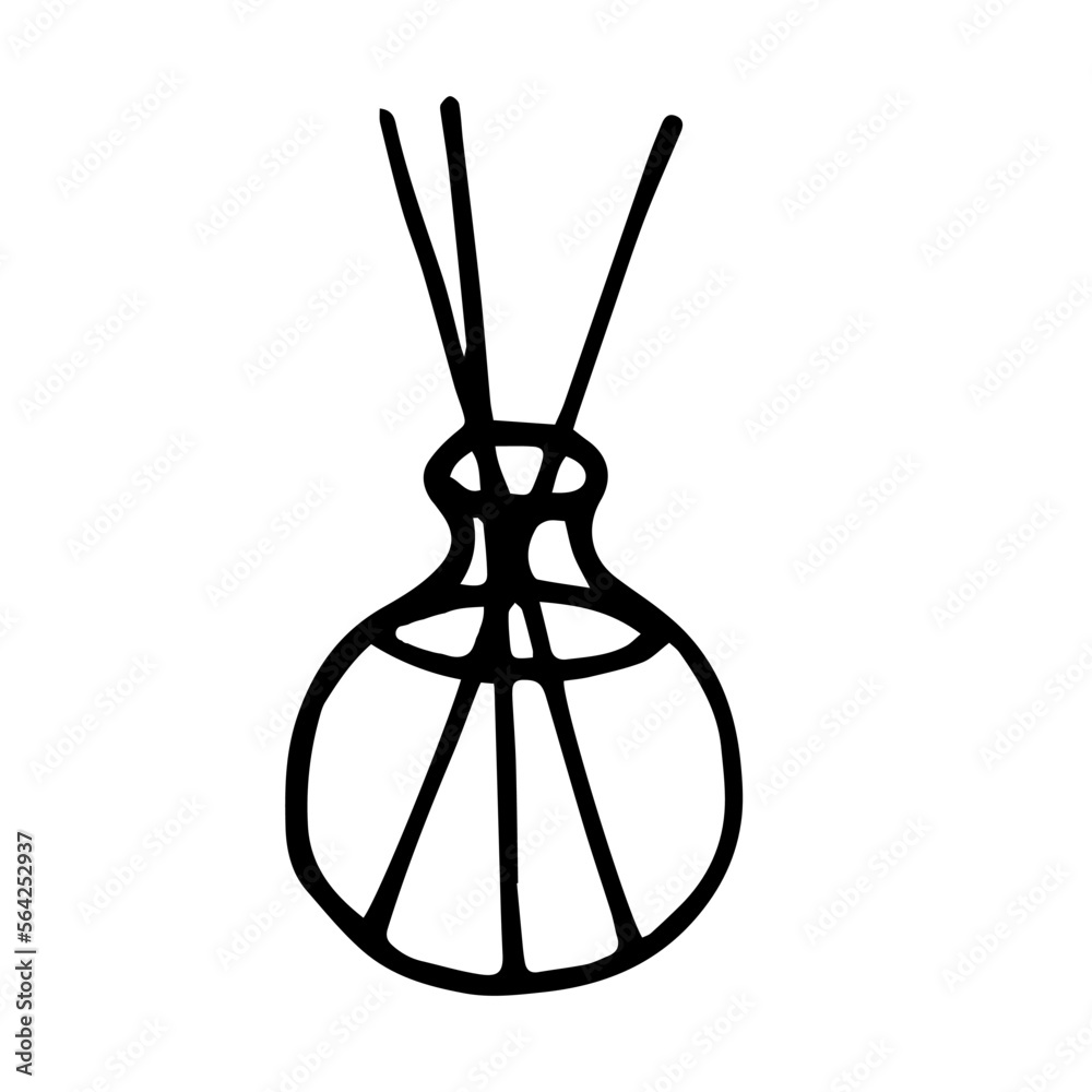 Aroma diffuser sticks in bottle doodle style vector illustration isolated on white Aroma diffuser sticks in bottle doodle style vector illustration isolated on white