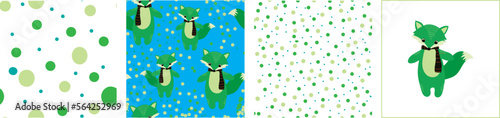 A set of seamless patterns and animal figurines. Vector file for designs.