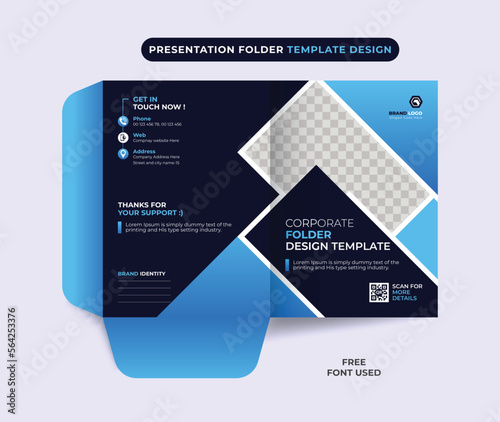 Company presentation folder template design, Folder, cover for catalog, brochures design