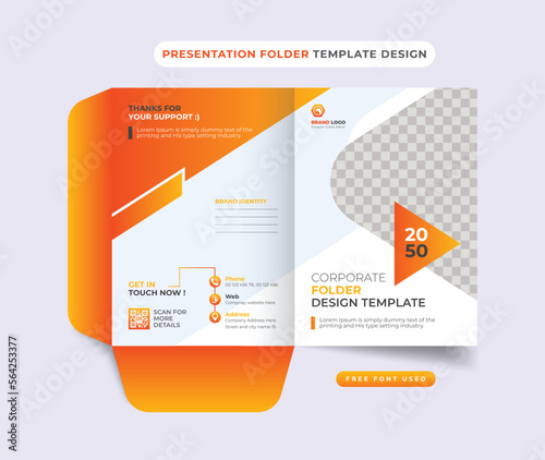 Company presentation folder template design, Folder, cover for catalog, brochures design