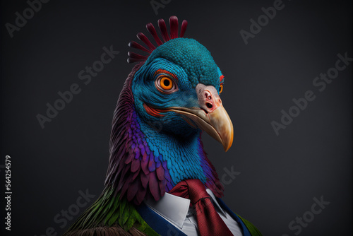 Portrait turkey in a business suit, on an isolated background, generative ai