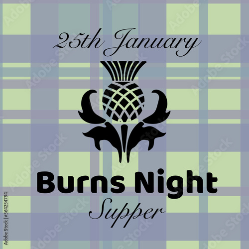 Robert Burns Night 25th January Scottish heritage festival. Vector vintage illustration