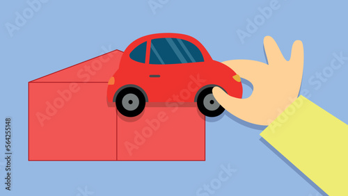 Hand holding a car near the envelope