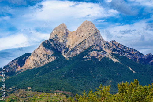 View of one of the most legendary mountains in Catalonia, the Pedraforca located in a protected natural park that bears his name. Bergueda, Catalonia, Spain photo