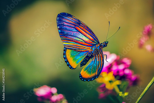 butterfly on flower in the garden, Generative AI Art Illustration
