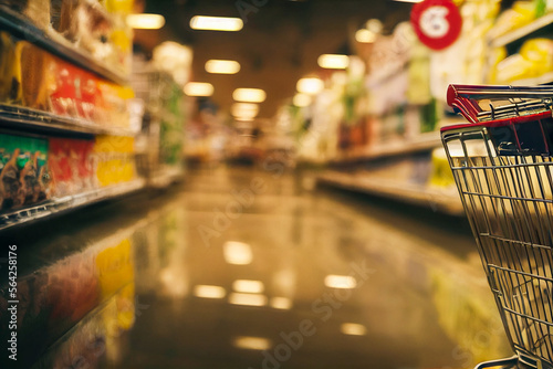 shopping cart in supermarket, Generative AI Art Illustration