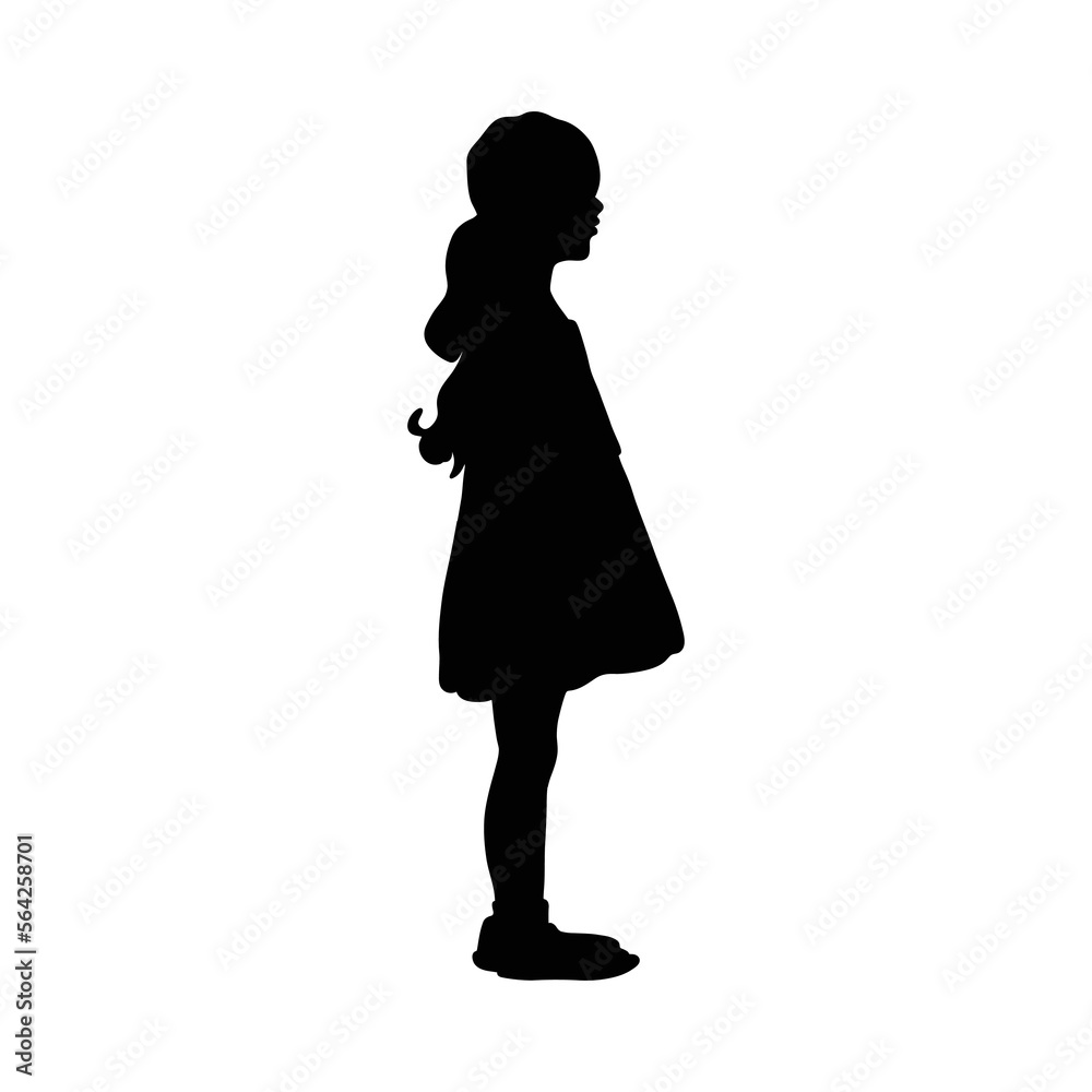 Baby girls hand drawing vector silhouette on a white background