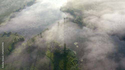 4k drone flying over footage (Ultra High Definition) of Angelivka lake. Fabulous summer scene of Ukrainian countryside, Ternopil region, Ukraine, Europe. Beauty of nature concept background..