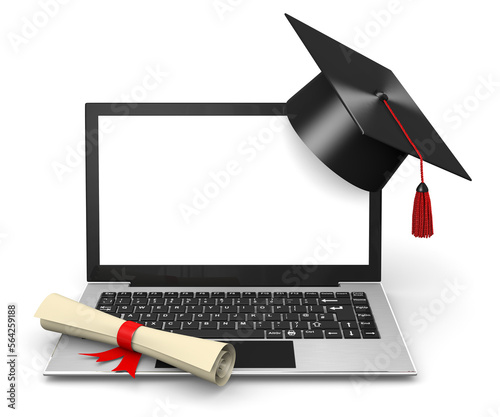 3d illustration online graduation with honors