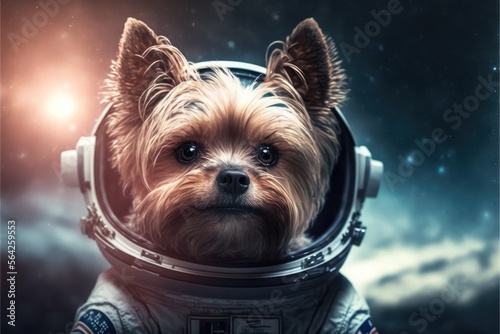 yorkshire terrier in space made with generated ai