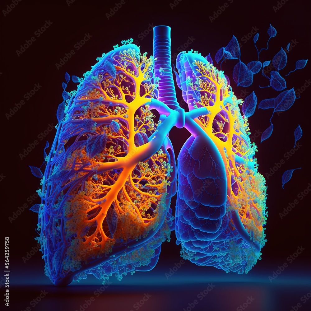 Human Lung Illustrations design 3d smoked iron metal gold wooden with ...