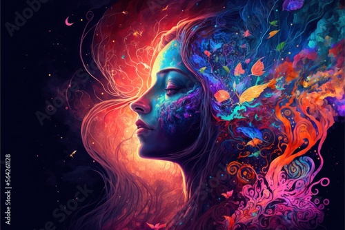 Euphoria dreamy aura calming psychedelic spirituality illustration  MADE BY AI 