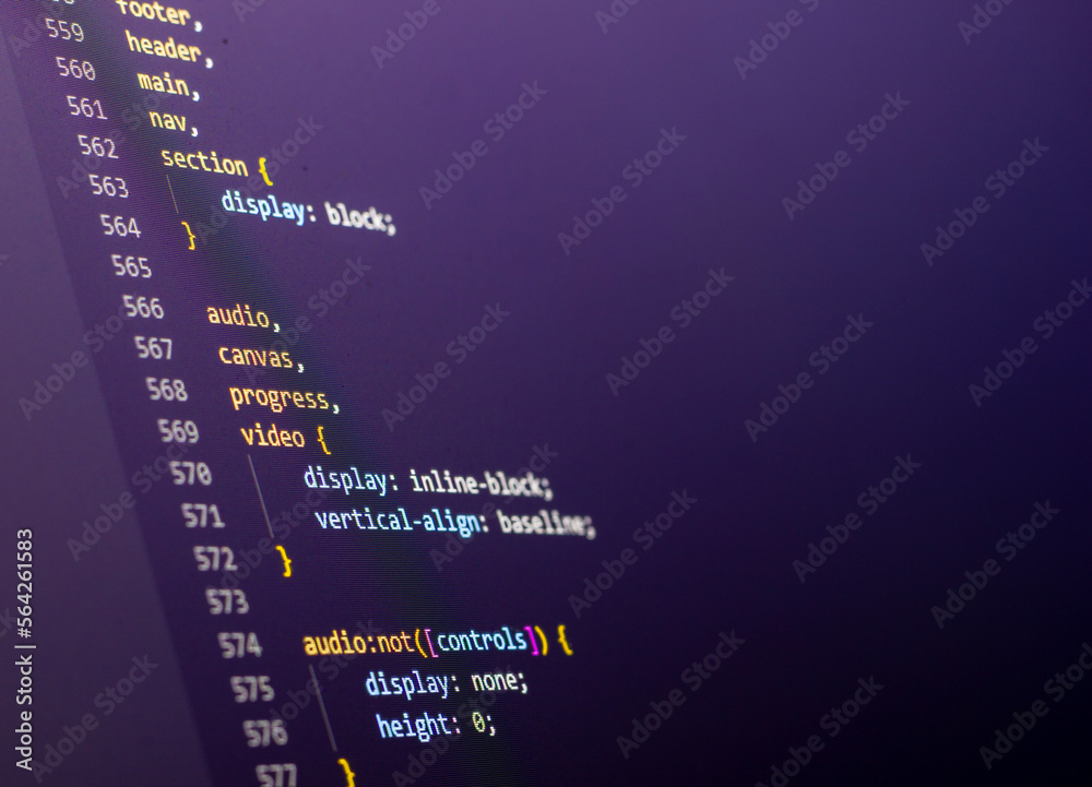 Code background in editor. Web programming with css coding ภาพถ่ายสต็อก ...
