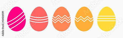 Painted colorful Easter eggs flat design icons. Vector illustration.