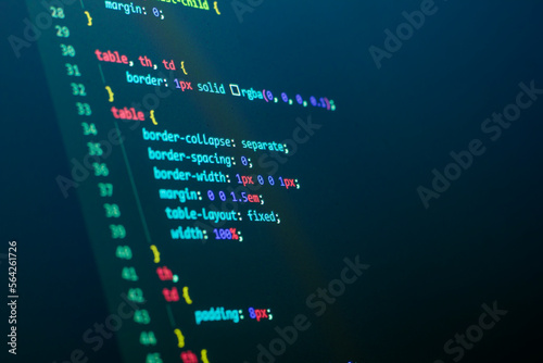 Code background in editor. Web programming with css coding