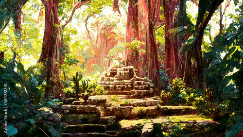 forest Mayan style ancient culture illustration art Generative AI Content by Midjourney