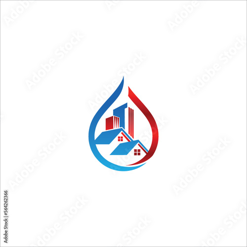 Water Drop, Real estate, and plumbing ogo icon vector