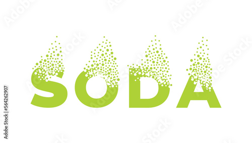 The word "soda" dissolves in a cloud of bubbles
