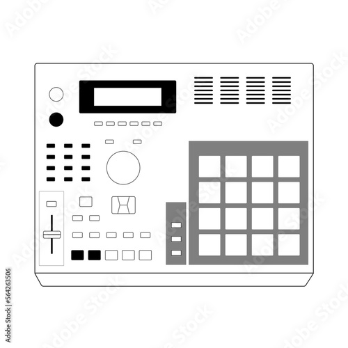 Vector illustration of classic MIDI Production Center sampler AKAI MPC 2000 photo