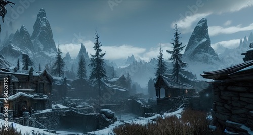 Environment in Elder Scrolls Skyrim - This Illustration is made with AI