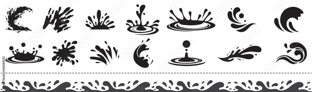 A set of liquid splash images or icons. A set of liquid splash images or icons.
