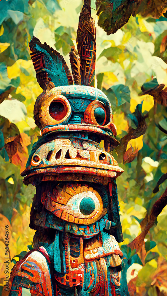 Fototapeta premium forest Maya ancient culture. Aztec and Inca civilization illustration art Generative AI Content by Midjourney