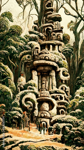 forest Mayan style ancient culture illustration art Generative AI Content by Midjourney © simon