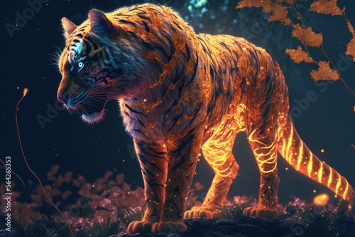 illustration tiger in the fantasy nature generative ai © Matty