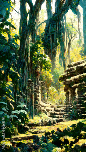 forest Mayan style ancient culture illustration art Generative AI Content by Midjourney