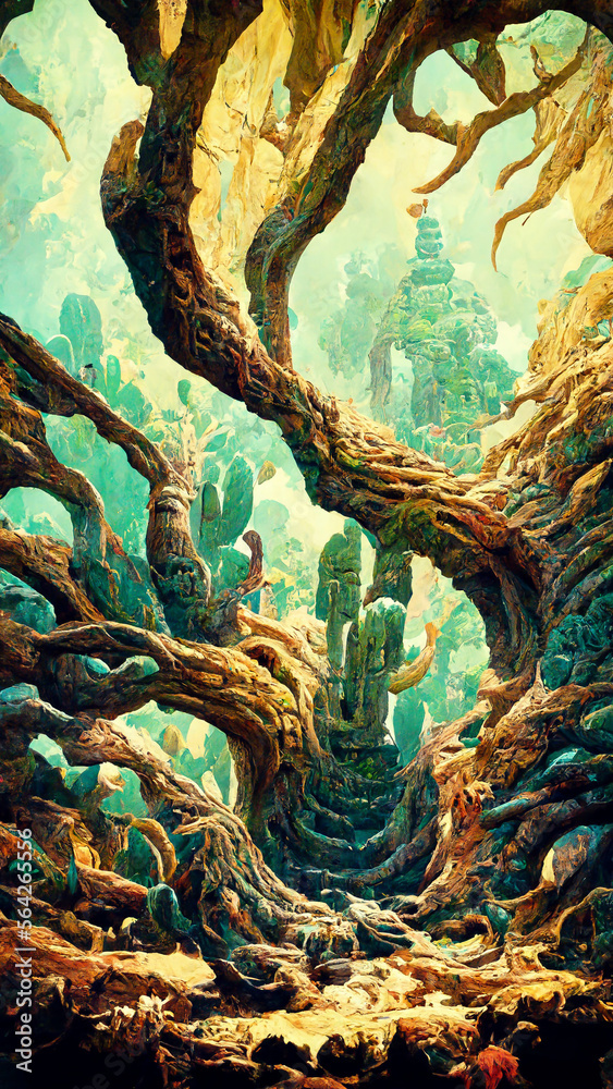 Obraz premium forest Mayan style ancient culture illustration art Generative AI Content by Midjourney