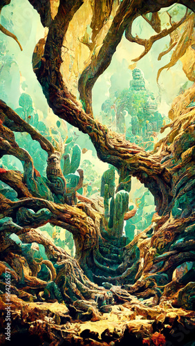 forest Mayan style ancient culture illustration art Generative AI Content by Midjourney © simon