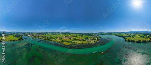 Fototapeta Naklejka Na Ścianę i Meble -  360° Ausblick auf die Region Auerbergland am Lechsee bei Lechbruck in Bayern