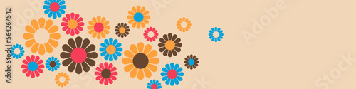 Abstract Vintage Retro Flower Pattern Banner
