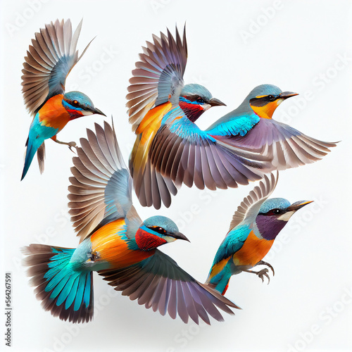 set of colorful birds. generative AI