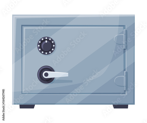 Closed Metal Safe or Strongbox for Securing Valuable Object Vector Illustration