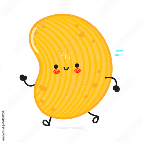 Cute funny running chips. Vector hand drawn cartoon kawaii character illustration icon. Isolated on white background. Run crisps concept