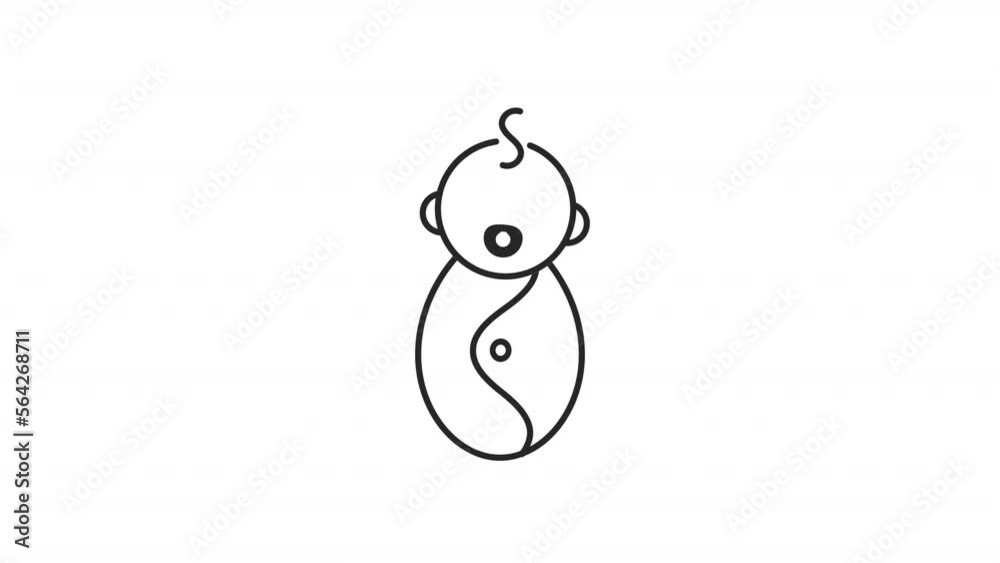 Animated baby boy linear icon. Infant care. Babyhood. Age group. Newborn with pacifier. Seamless loop HD video with alpha channel on transparent background. Outline motion graphic animation Animated baby boy linear icon. Infant care. Babyhood. Age group. Newborn with pacifier. Seamless loop HD video with alpha channel on transparent background. Outline motion graphic animation