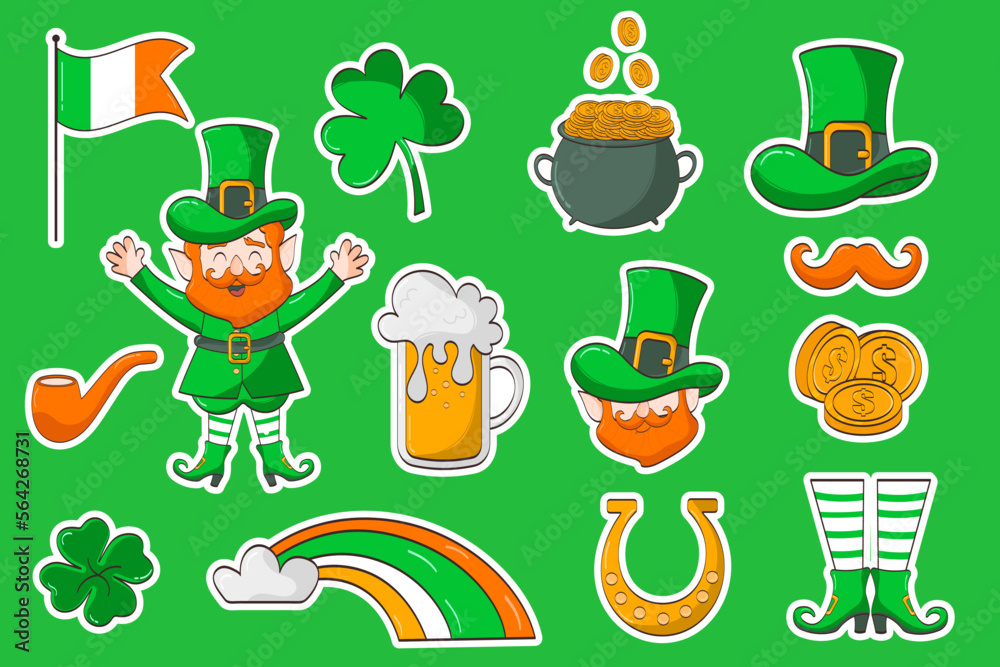 Collection of sticker elements for St. Patrick's Day. Vector Collection of sticker elements for St. Patrick's Day. Vector