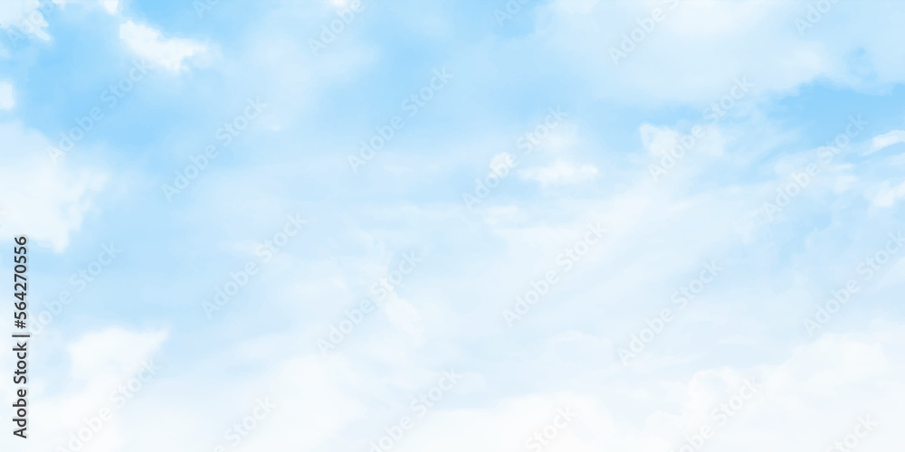 Nature Landscape Background with Blue sky and Fluffy white Realistic clouds. Beautiful sparse clouds in the blue sky. Vector illustration. Nature Landscape Background with Blue sky and Fluffy white Realistic clouds. Beautiful sparse clouds in the blue sky. Vector illustration.