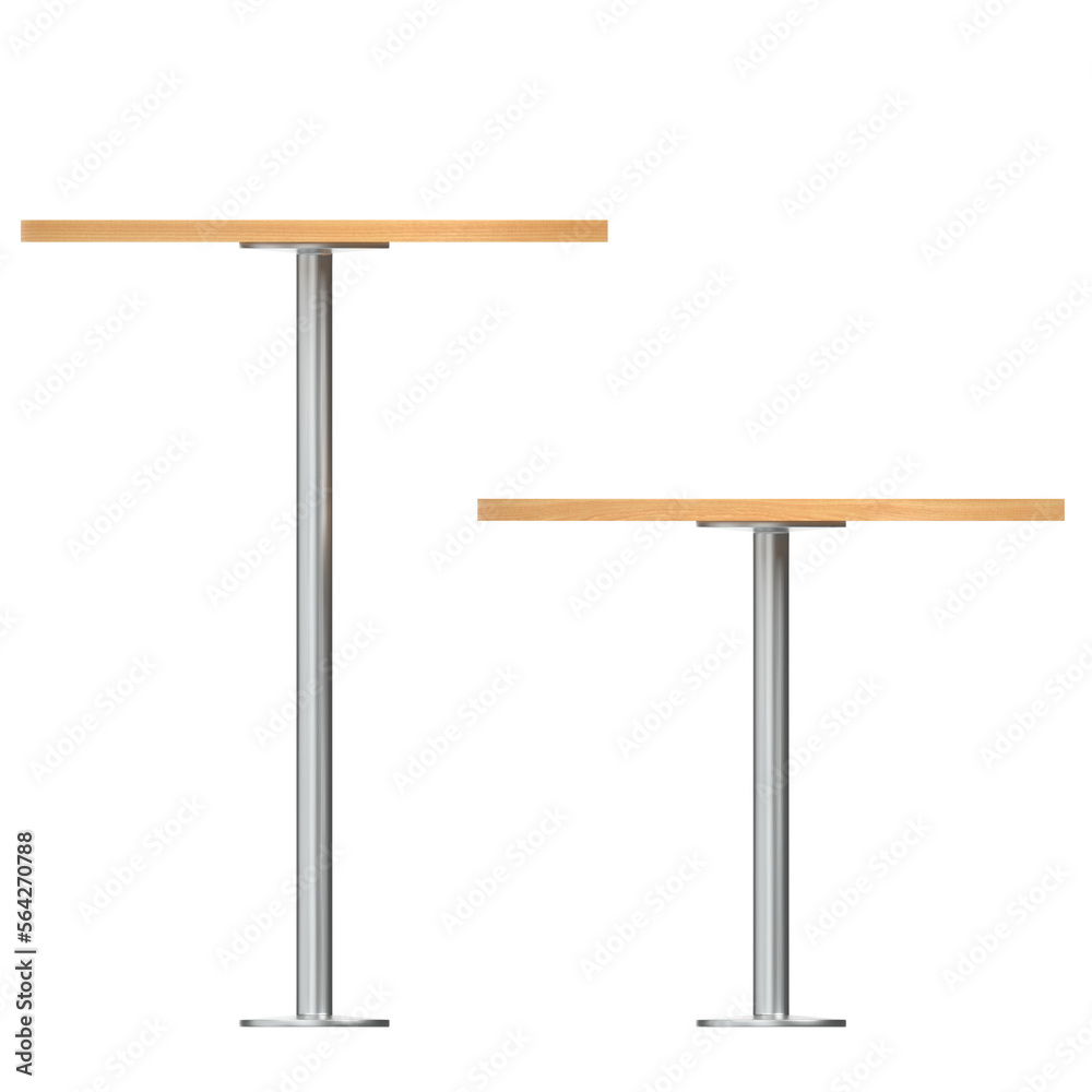 Obraz premium 3D rendering illustration of a couple of round standing tables