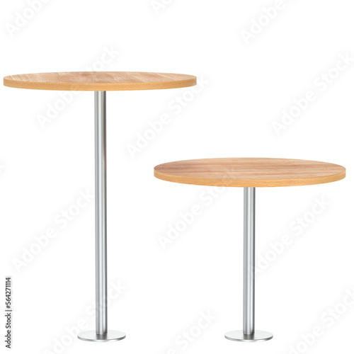 3D rendering illustration of a couple of round standing tables