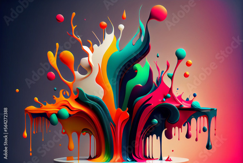 splash 3d poster modern background. Liquid forms. Generative AI