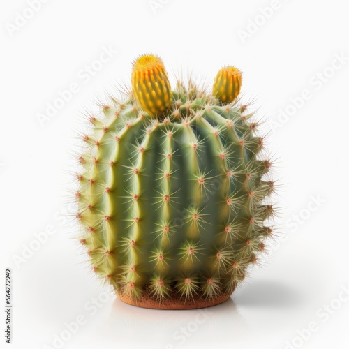 Detailed illustration of a succulent small cactus plant isolated on a white background, generative ai photo