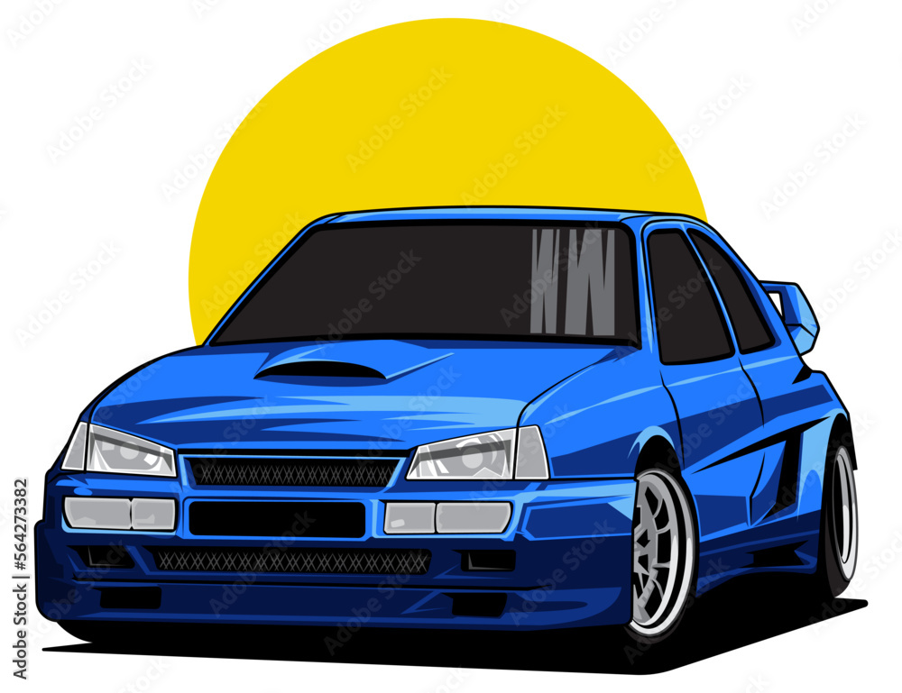 90s car modification design illustration vector graphic