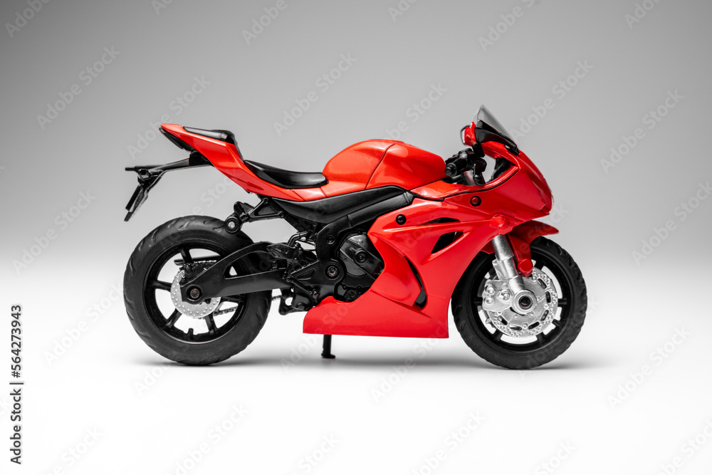 red sportbike motorcycle model on white background