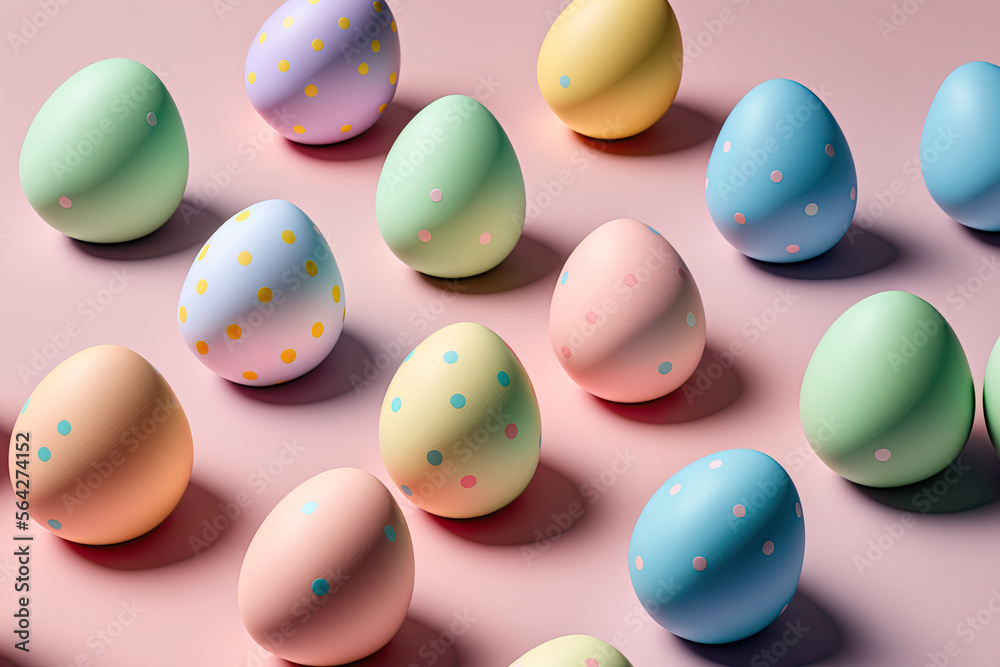 Pattern of colorful Easter eggs. Generative artificial intelligence. illustration